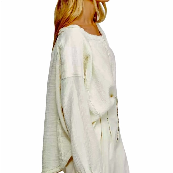 Free People Ivory  MOVING MOUNTAINS tunic 100% Cotton TOP, NWT - Picture 2 of 2